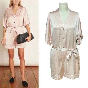 Overlover Cherokee Pink Powder Satin Romper Playsuit Size XS‎
